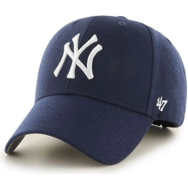morkebla-buet-kasket-med-hvidt-logo-snapback-fra-new-york-yankees-mlb-mvp-fra-47-brand
