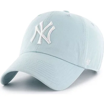 Lyseblå buet kasket fra New York Yankees MLB Clean Up fra 47 Brand