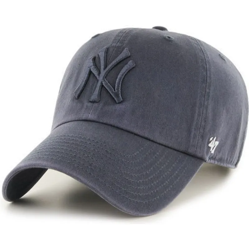 kasketter-buet-gra-justerbar-rem-denim-fra-new-york-yankees-mlb-af-47-brand
