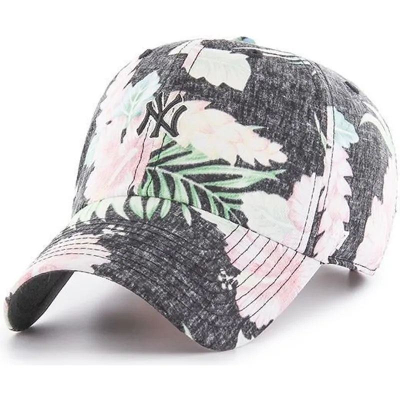 kasketter-buet-gra-justerbar-rem-estampado-floral-fra-new-york-yankees-mlb-af-47-brand