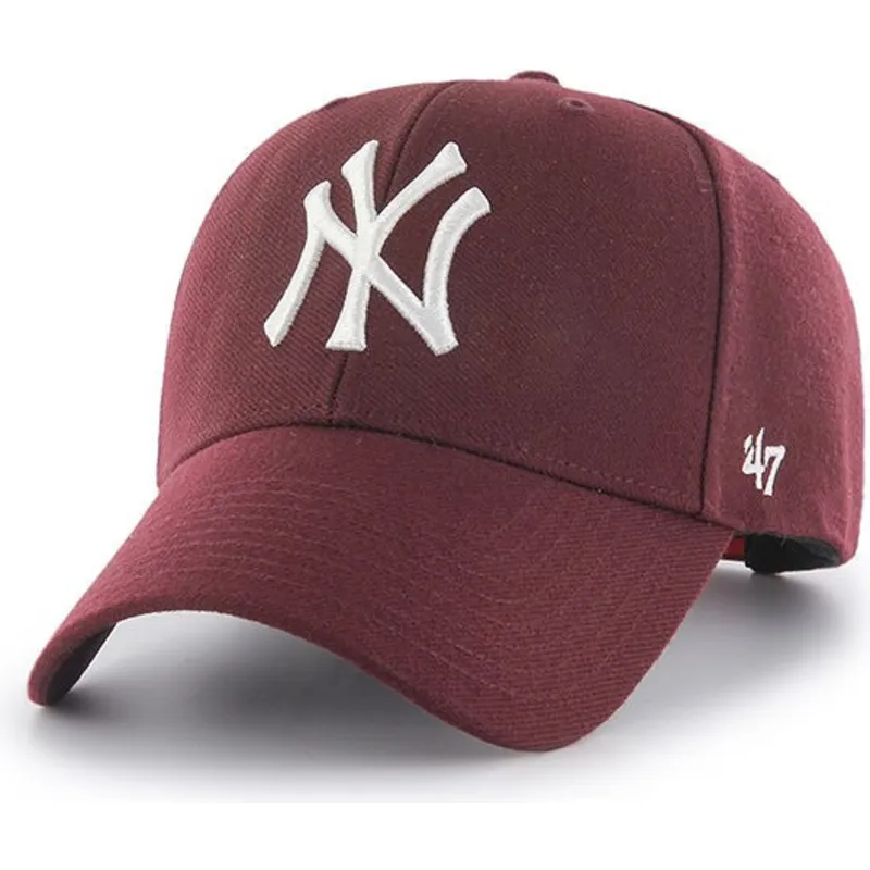kasketter-buet-rod-snapback-granate-fra-new-york-yankees-mlb-af-47-brand