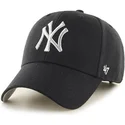 sort-buet-kasket-med-solvlogo-fra-new-york-yankees-mlb-mvp-metallic-fra-47-brand