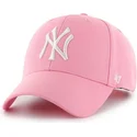 lyserod-curved-snapback-kasket-fra-new-york-yankees-mlb-mvp-fra-47-brand