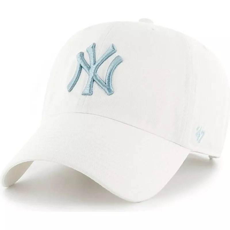 47-brand-curved-brim-blue-logo-new-york-yankees-mlb-clean-up-white-cap