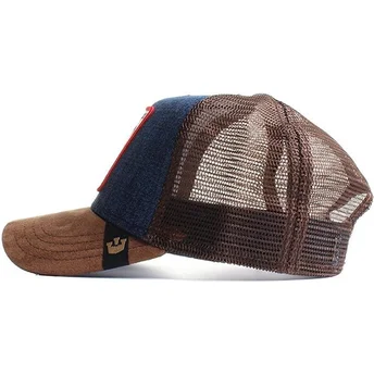 Goorin Bros. Big Strut brun og denim trucker kasket med hane.