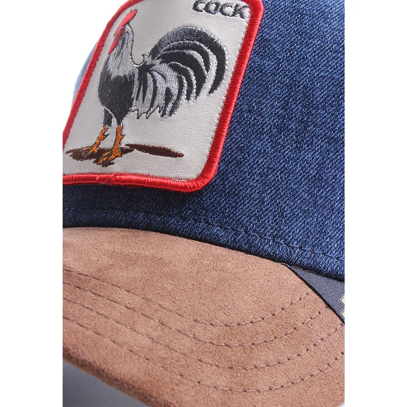 trucker-kasket-brun-og-denim-hane-big-strut-fra-goorin-bros