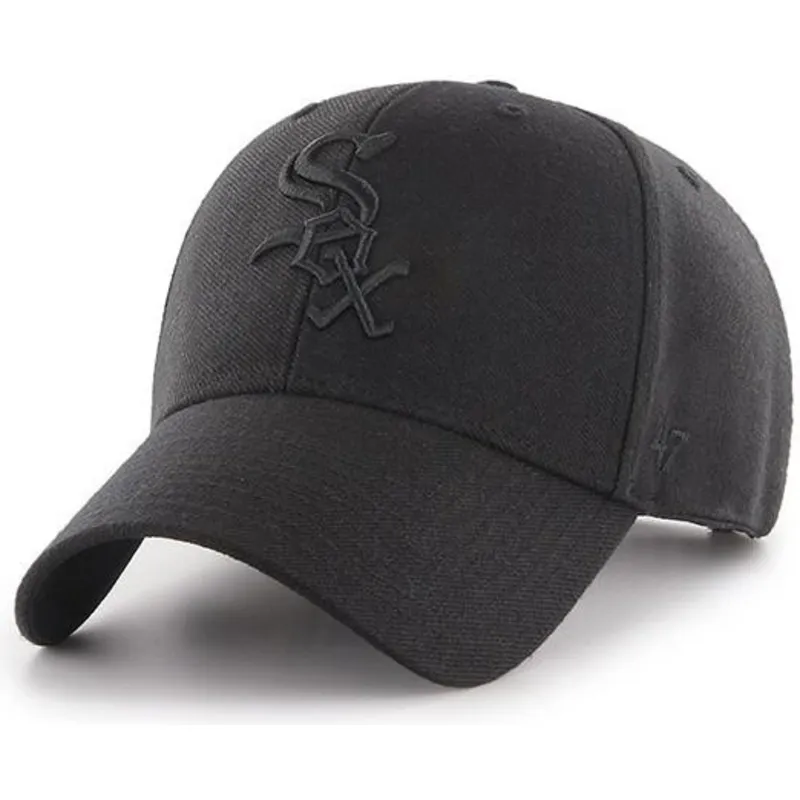sort-curved-snapback-kasket-med-sort-logo-fra-chicago-white-sox-mlb-mvp-fra-47-brand