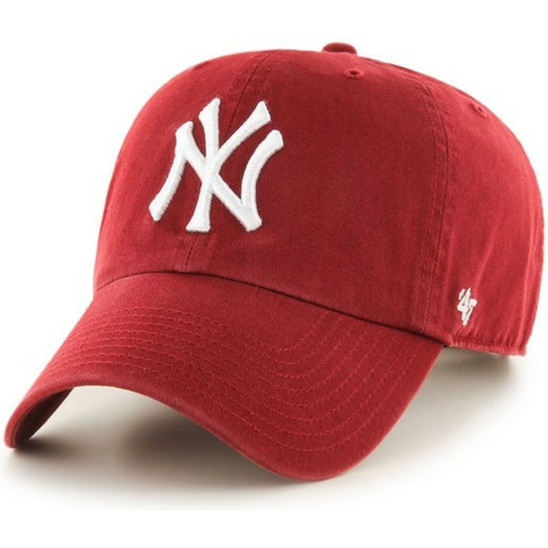 47-brand-curved-brim-new-york-yankees-mlb-clean-up-dark-red-cap