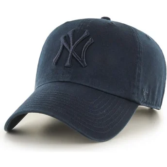 Mørkeblå buet kasket med mørkeblå New York Yankees MLB-logo fra 47 Brand Clean Up
