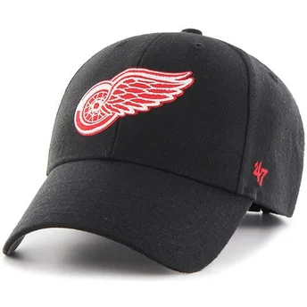 Sort buet kasket med rødt logo fra Detroit Red Wings NHL MVP fra 47 Brand