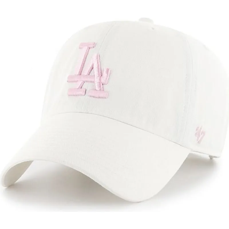 kasketter-buet-hvid-justerbar-rem-rosa-fra-los-angeles-dodgers-mlb-af-47-brand