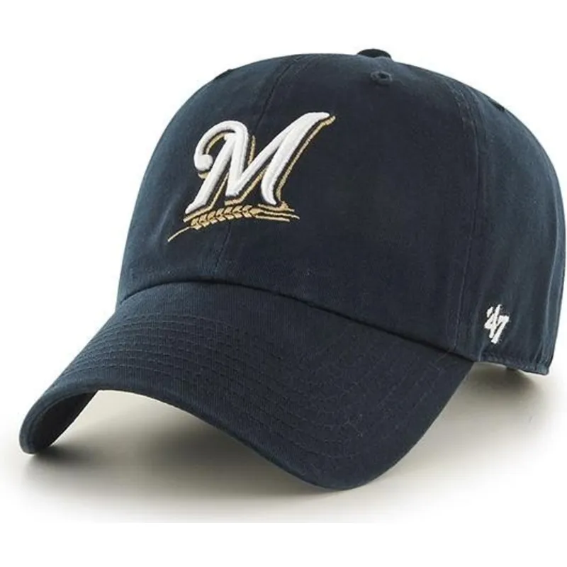 kasketter-buet-marinebla-justerbar-rem-fra-milwaukee-brewers-mlb-af-47-brand
