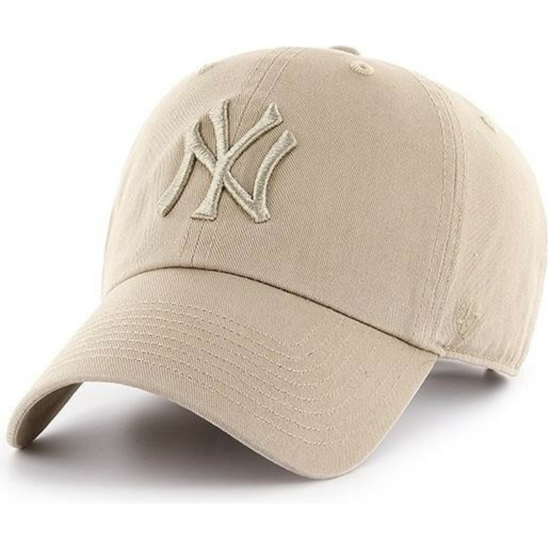 47-brand-curved-brim-khaki-logo-new-york-yankees-mlb-clean-up-khaki-cap