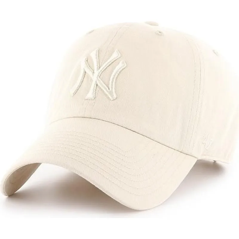 buet-kasket-creme-med-creme-logo-fra-new-york-yankees-mlb-clean-up-fra-47-brand