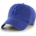 bla-buet-kasket-med-skinnende-blat-new-york-yankees-logo-mlb-clean-up-fra-47-brand
