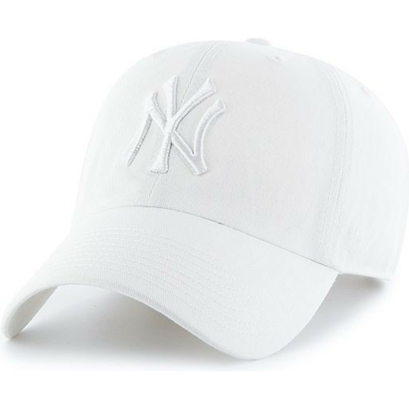 47-brand-curved-brim-white-logo-new-york-yankees-mlb-clean-up-white-cap