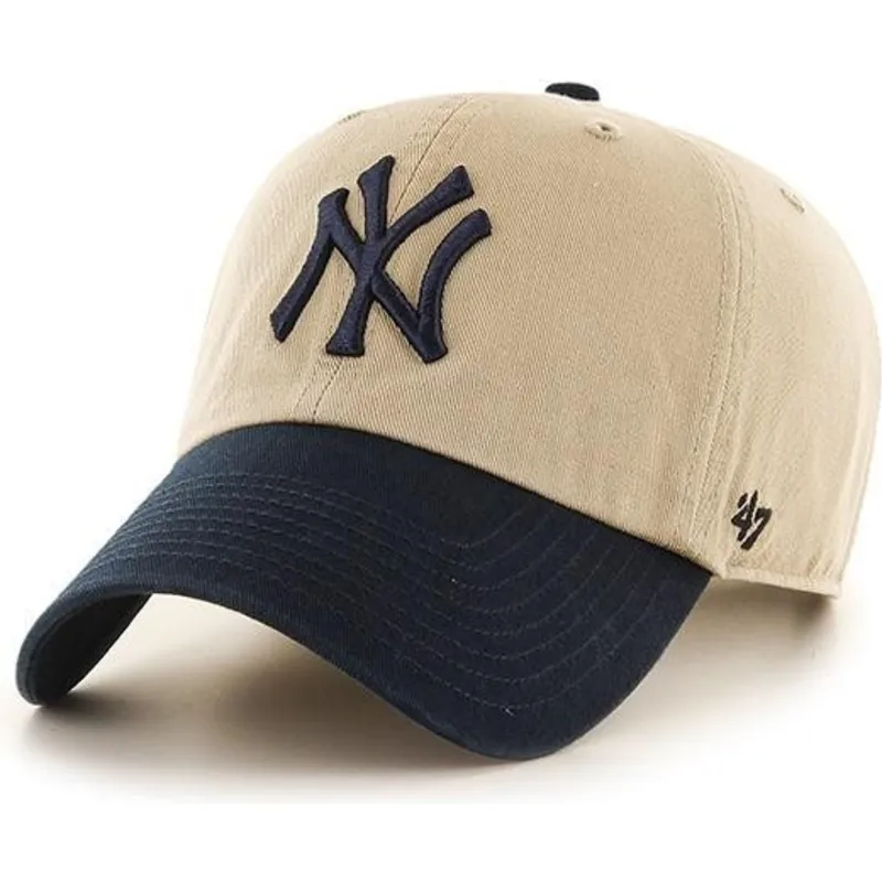 kasketter-buet-beige-justerbar-rem-fra-new-york-yankees-mlb-af-47-brand
