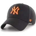 sort-buet-snapback-kasket-med-orange-new-york-yankees-mlb-logo-mvp-fra-47-brand
