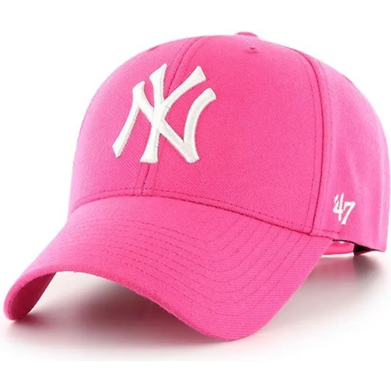lyserod-magenta-buet-kasket-snapback-af-new-york-yankees-mlb-mvp-fra-47-brand