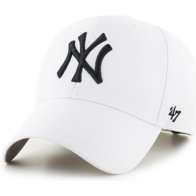 hvid-buet-snapback-kasket-fra-new-york-yankees-mlb-mvp-af-47-brand