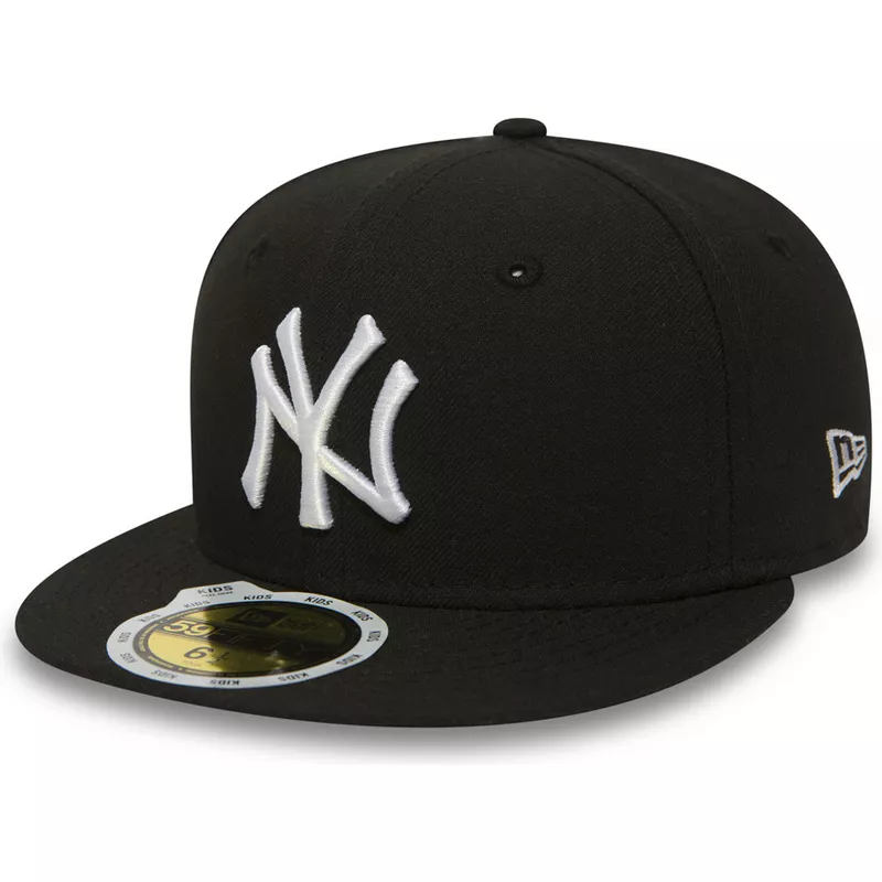 new-era-flat-brim-youth-59fifty-essential-new-york-yankees-mlb-black-fitted-cap