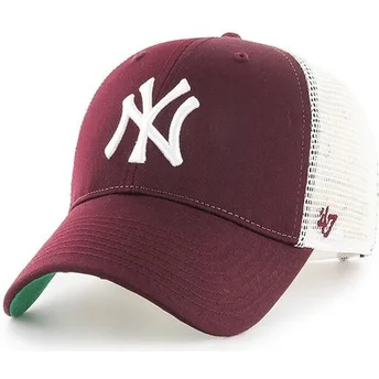 kasketter-buet-rod-snapback-granate-fra-new-york-yankees-mlb-af-47-brand