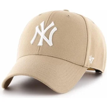 buet-beige-snapback-kasket-fra-new-york-yankees-mlb-mvp-fra-47-brand