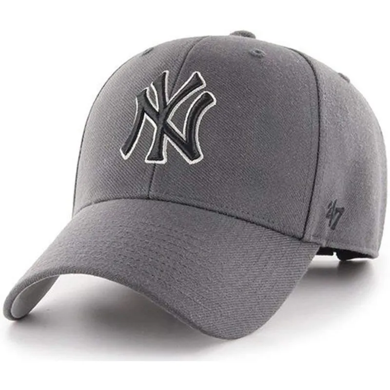 kasketter-buet-gra-justerbar-rem-negro-fra-new-york-yankees-mlb-af-47-brand