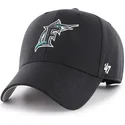 sort-justerbar-kasket-med-buet-skygge-og-klassisk-miami-marlins-mlb-mvp-cooperstown-logo-fra-47-brand