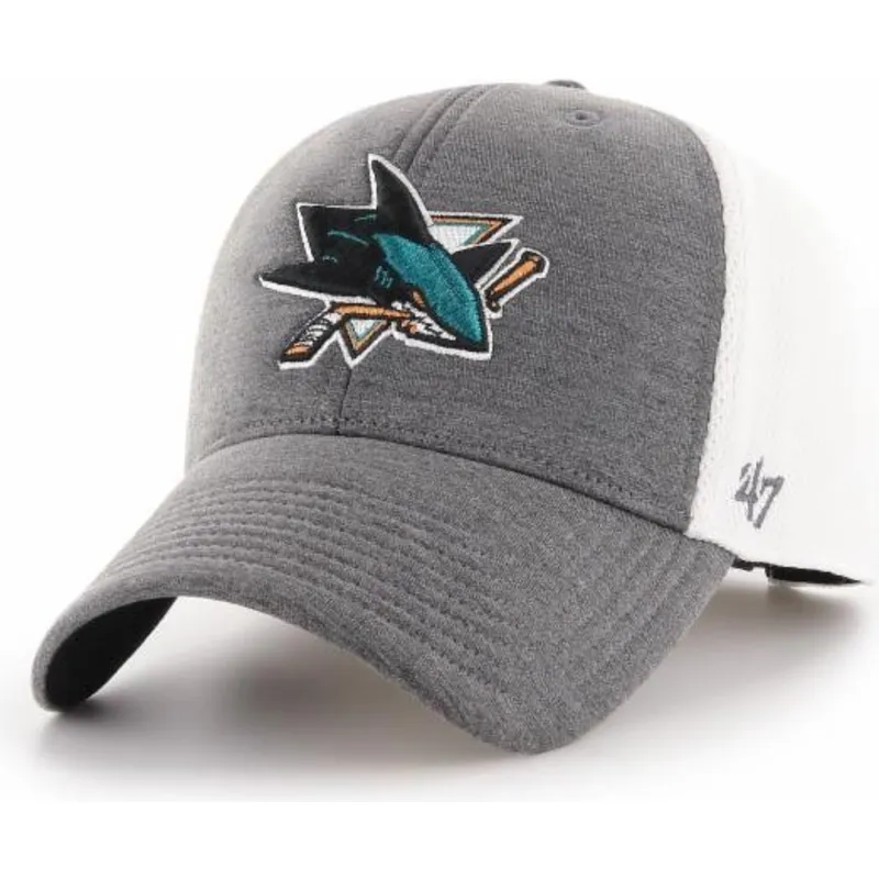 kasketter-buet-gra-justerbar-rem-fra-san-jose-sharks-nhl-af-47-brand