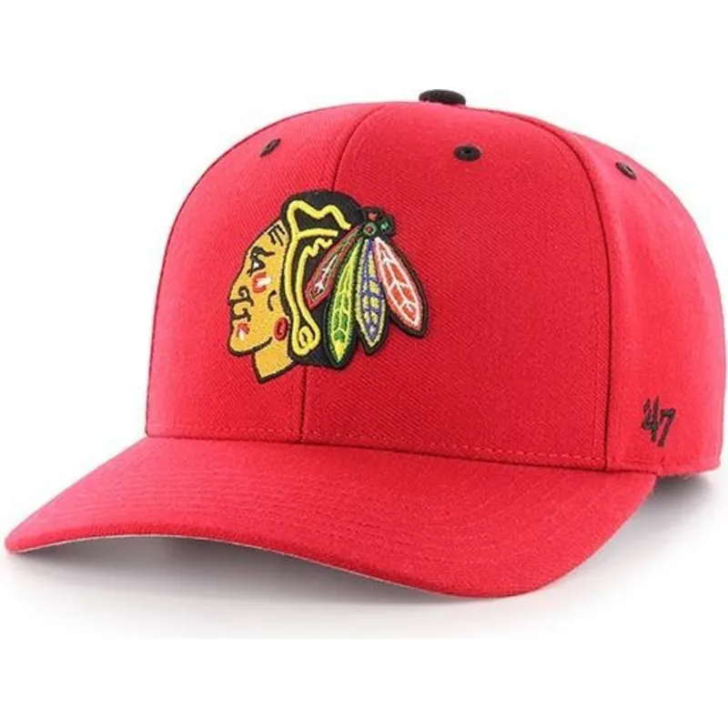 kasketter-buet-rod-justerbar-rem-fra-chicago-blackhawks-nhl-af-47-brand