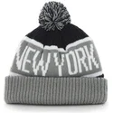 gorro-gra-og-marinebla-med-kvast-fra-new-york-yankees-mlb-cuff-knit-calgary-fra-47-brand