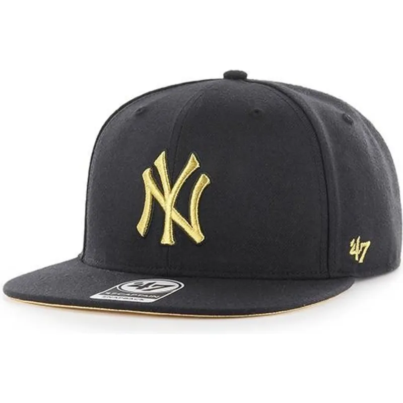 kasketter-flad-sort-snapback-oro-fra-new-york-yankees-mlb-af-47-brand