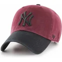 rod-buet-kasket-med-skygge-og-sort-new-york-yankees-mlb-logo-clean-up-two-tone-fra-47-brand