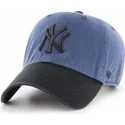 marinebla-buet-kasket-med-skygge-og-sort-new-york-yankees-logo-mlb-clean-up-two-tone-fra-47-brand