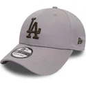 los-angeles-dodgers-mlb-39thirty-essential-gra-buet-cap-med-justerbar-pasform-og-guldlogo-fra-new-era