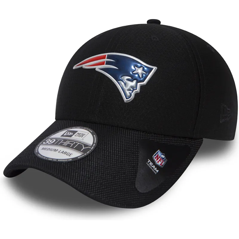 kasketter-buet-marinebla-tilpasset-39thirty-black-coll-fra-new-england-patriots-nfl-af-new-era