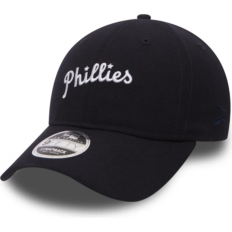 kasketter-buet-marinebla-justerbar-rem-9fifty-low-profile-history-fra-philadelphia-phillies-mlb-af-new-era