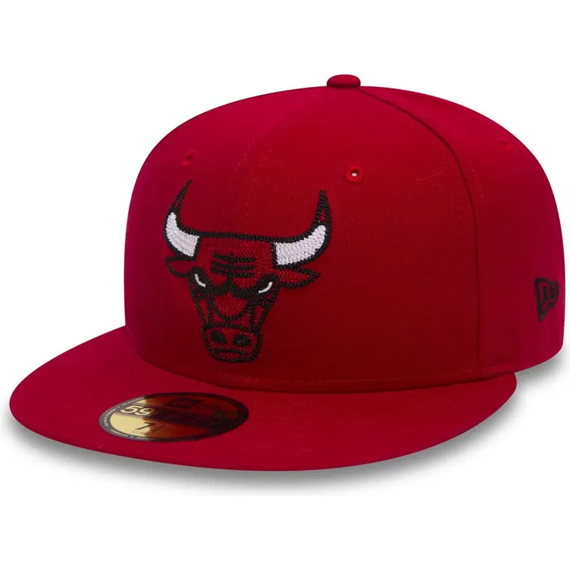 kasketter-flad-rod-tilpasset-59fifty-chain-stitch-fra-chicago-bulls-nba-af-new-era
