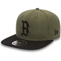 boston-red-sox-mlb-new-era-9fifty-seasonal-heather-gron-flad-snapback-kasket-med-logo-og-sort-skygge