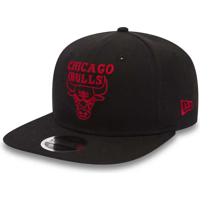 kasketter-flad-sort-snapback-9fifty-chain-stitch-fra-chicago-bulls-nba-af-new-era