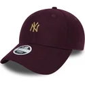 kasketter-buet-rod-justerbar-rem-granate-oro-9forty-melton-fra-new-york-yankees-mlb-af-new-era
