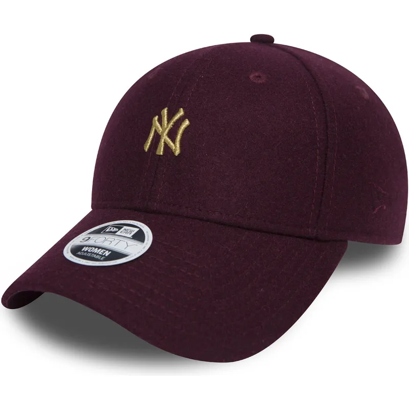 kasketter-buet-rod-justerbar-rem-granate-oro-9forty-melton-fra-new-york-yankees-mlb-af-new-era