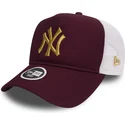 new-era-new-york-yankees-mlb-9forty-essential-bordeaux-trucker-kasket-med-guldlogo