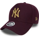 kasketter-buet-rod-justerbar-rem-granate-9forty-melton-a-frame-fra-new-york-yankees-mlb-af-new-era