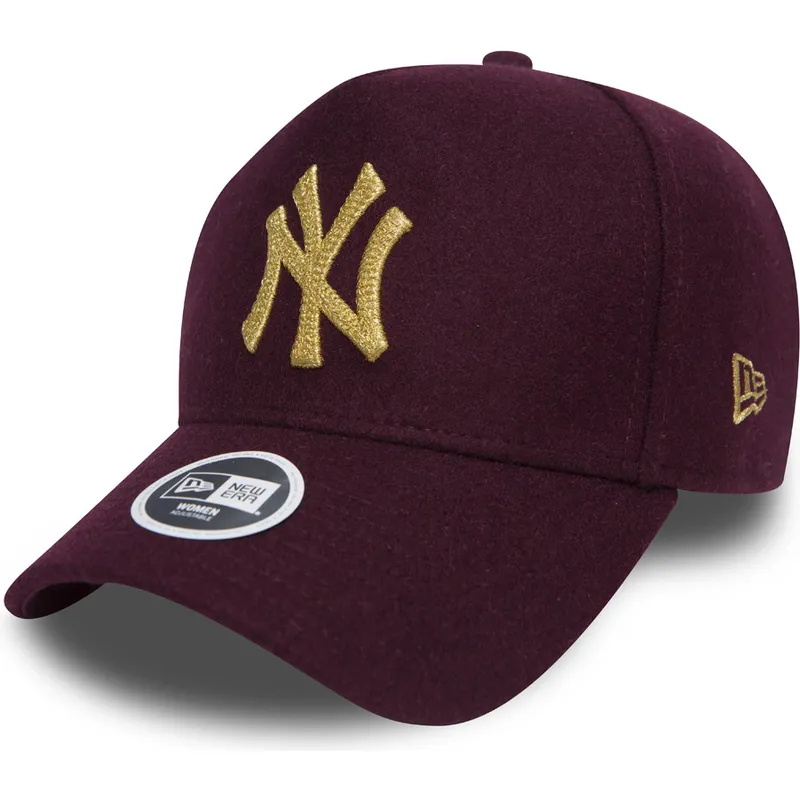 kasketter-buet-rod-justerbar-rem-granate-9forty-melton-a-frame-fra-new-york-yankees-mlb-af-new-era