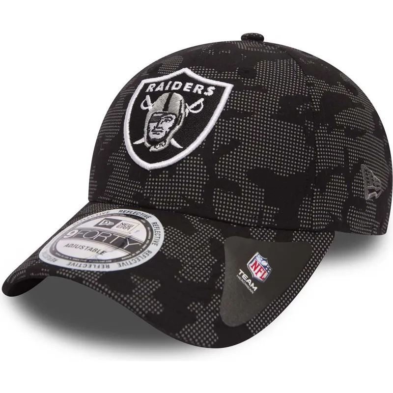 kasketter-buet-sort-justerbar-rem-9forty-night-time-reflective-fra-las-vegas-raiders-nfl-af-new-era