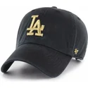 sort-buet-kasket-med-guldlogo-fra-los-angeles-dodgers-mlb-clean-up-metallic-fra-47-brand