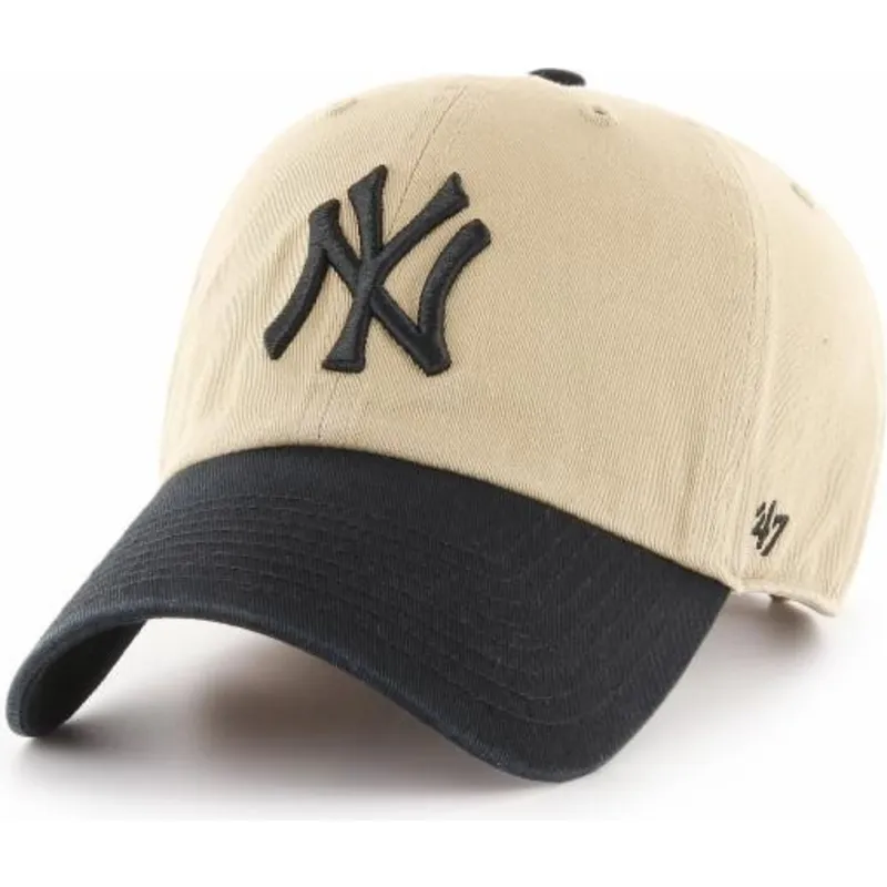 kasketter-buet-beige-justerbar-rem-negro-fra-new-york-yankees-mlb-af-47-brand