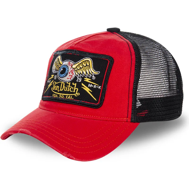 kasketter-buet-rod-snapback-af-von-dutch